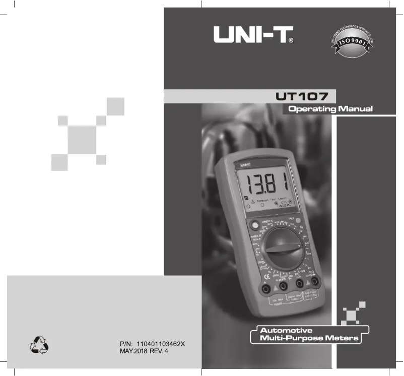 Page n°1 - Manuel utilisateur Uni-T UT107