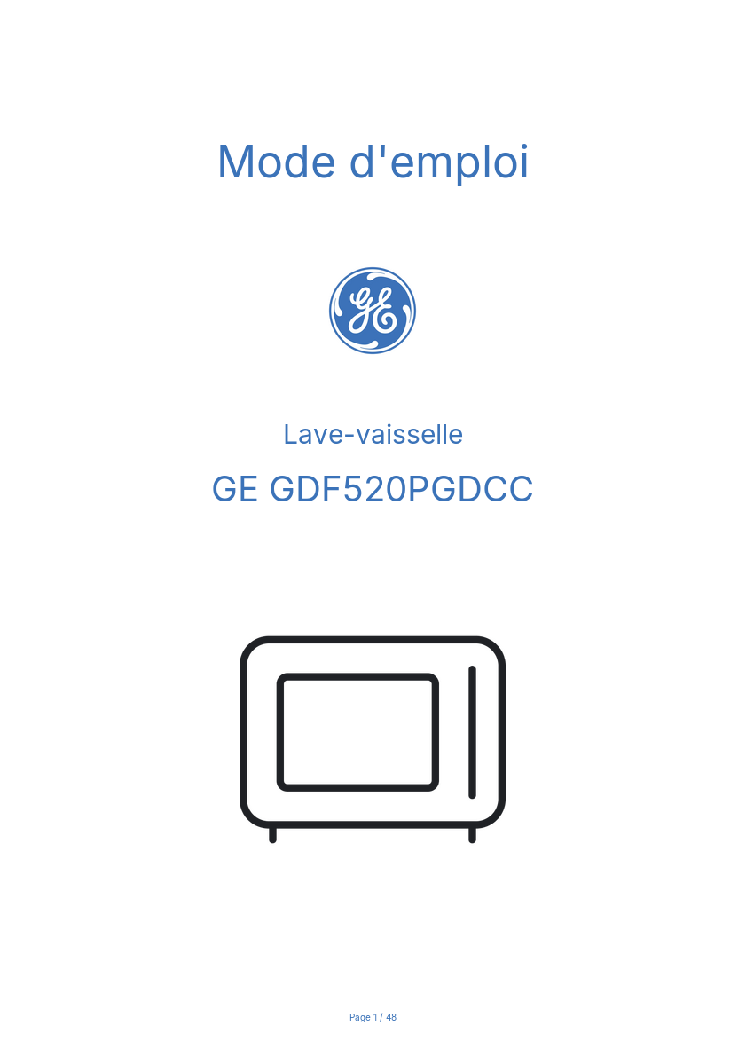Page n°1 - Mode d'emploi GE GDF520PGDCC