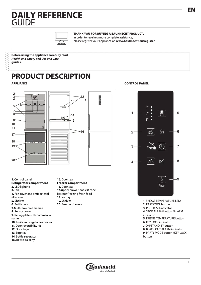 Page n°1 - Manuel utilisateur Bauknecht KGNF 18 IN EX