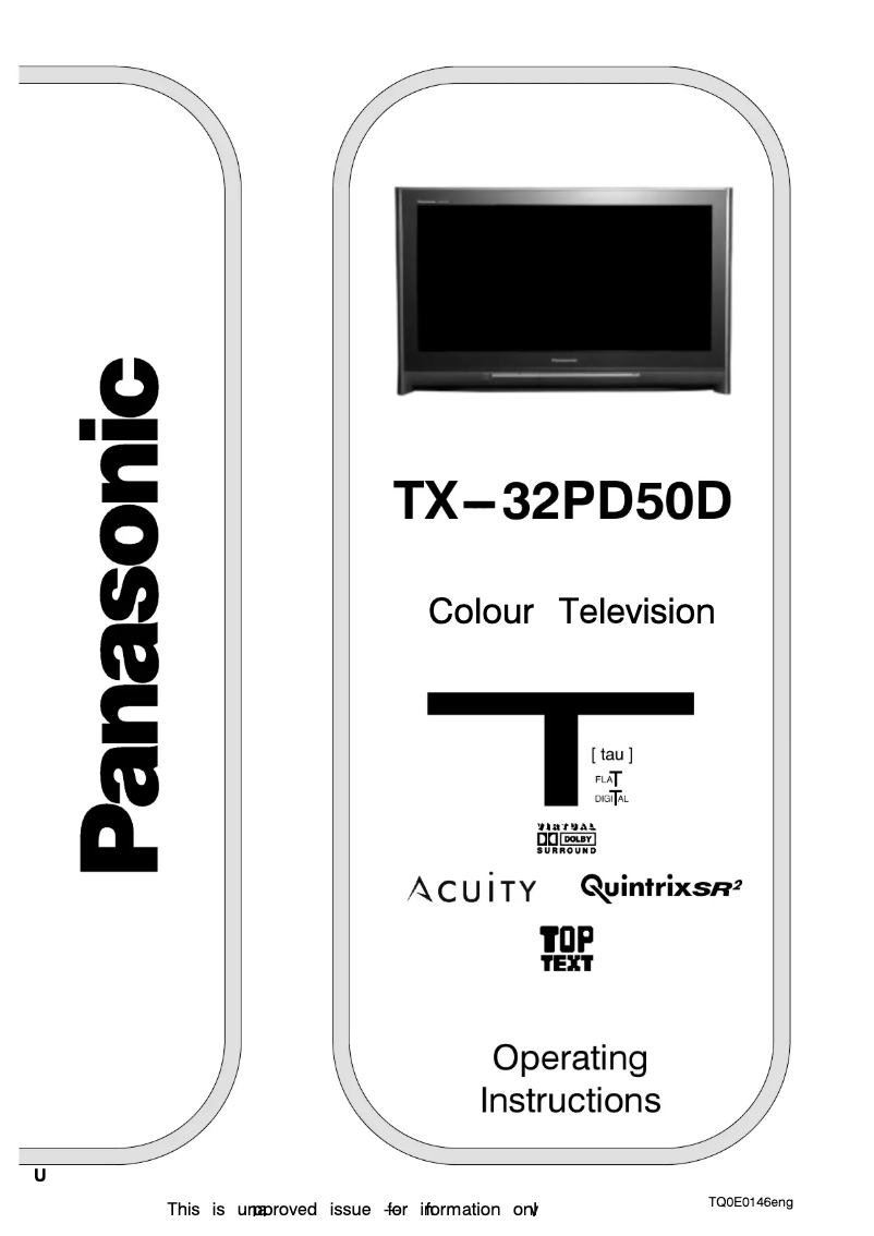 Imagen de la primera página del manual del dispositivo TX-32PD50D