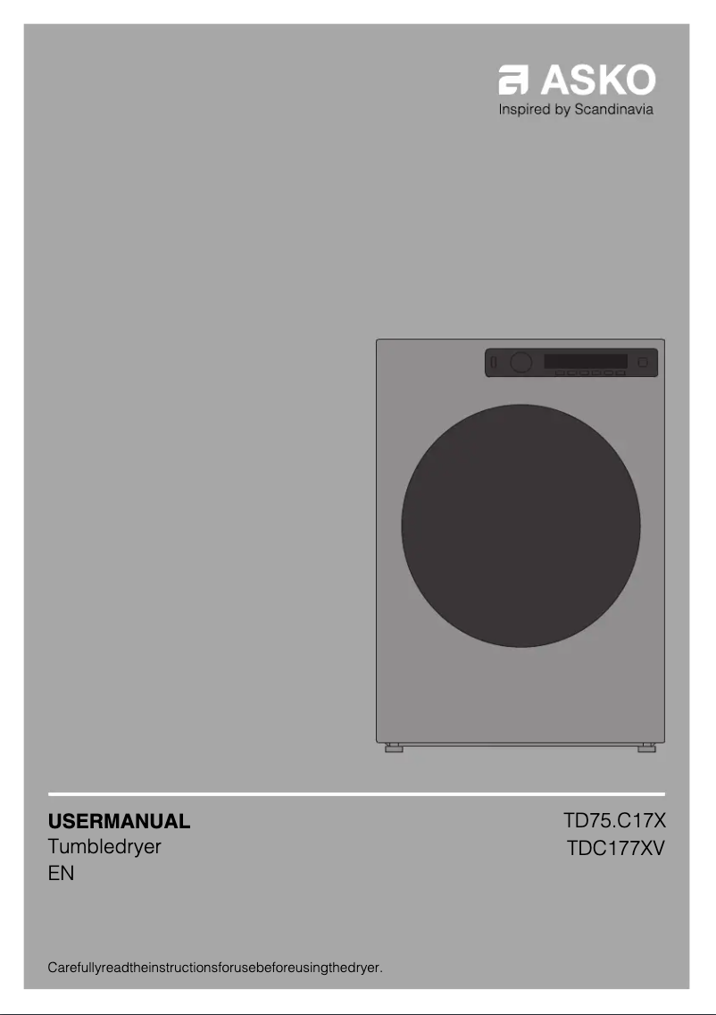 Page 1 de la notice Manuel utilisateur Asko TDC1773V.T