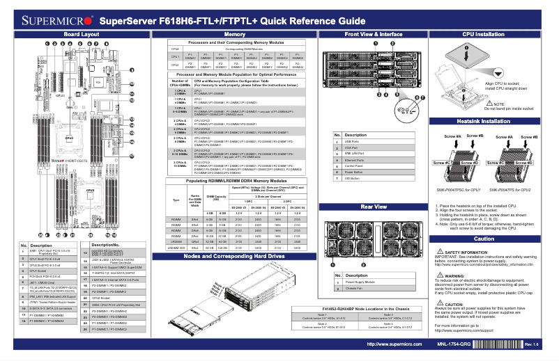 Page 1 de la notice Guide de démarrage rapide Supermicro SuperServer F618H6-FTPTL+