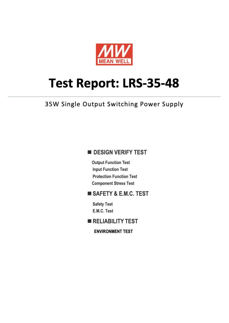 Page n°1 - Fiche technique Mean Well LRS-35-48