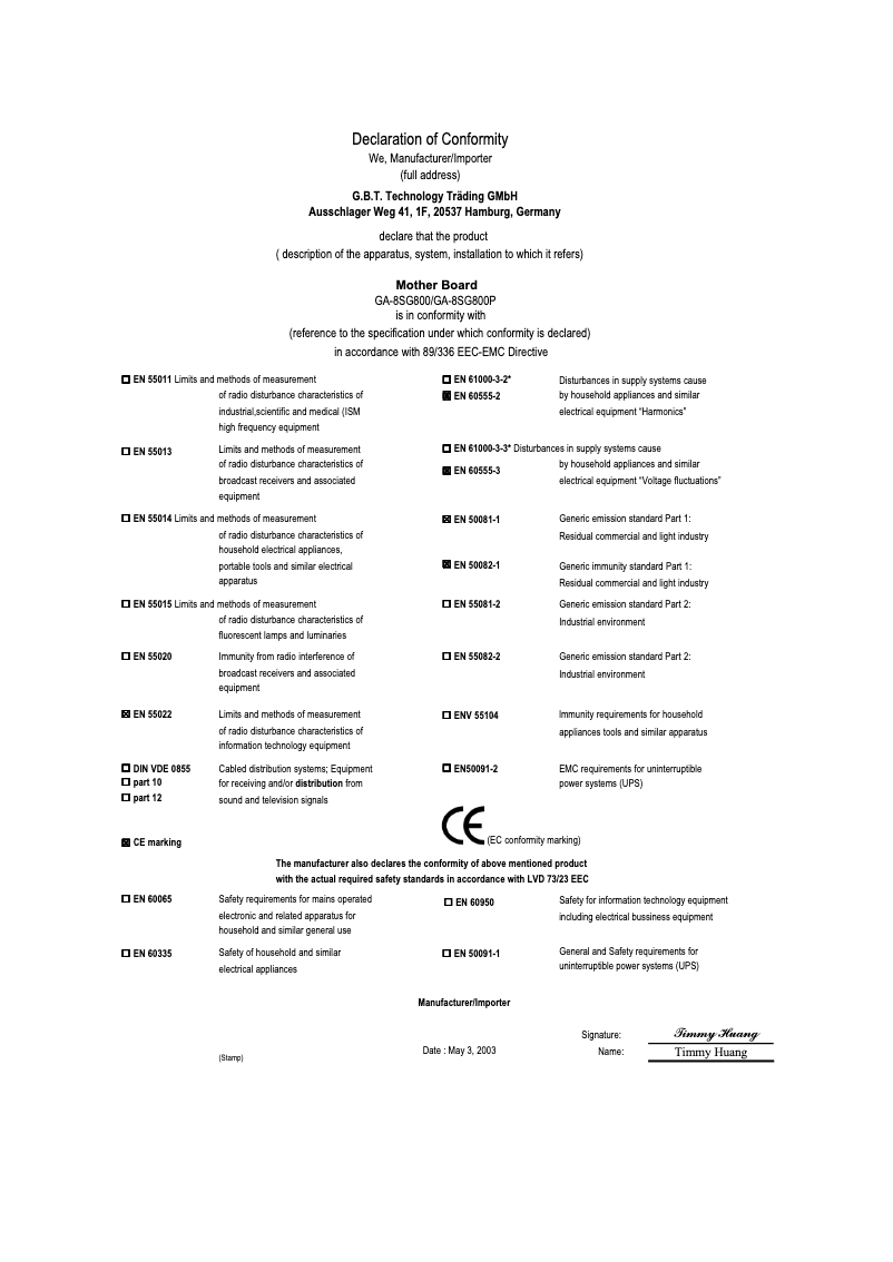 Page n°1 - Manuel utilisateur Gigabyte GA-8SG800P