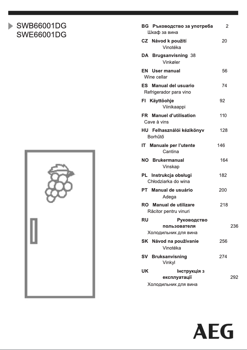 Page n°1 - Manuel utilisateur AEG SWB66001DG