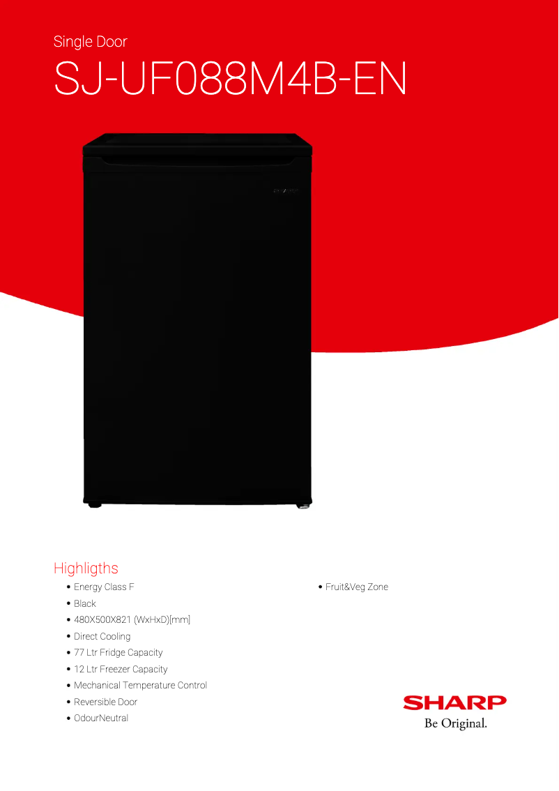 Page 1 de la notice Fiche technique Sharp SJ-UF088M4B-EN