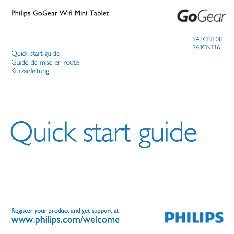 Page n°1 - Guide de démarrage rapide Philips GoGear SA3CNT16K
