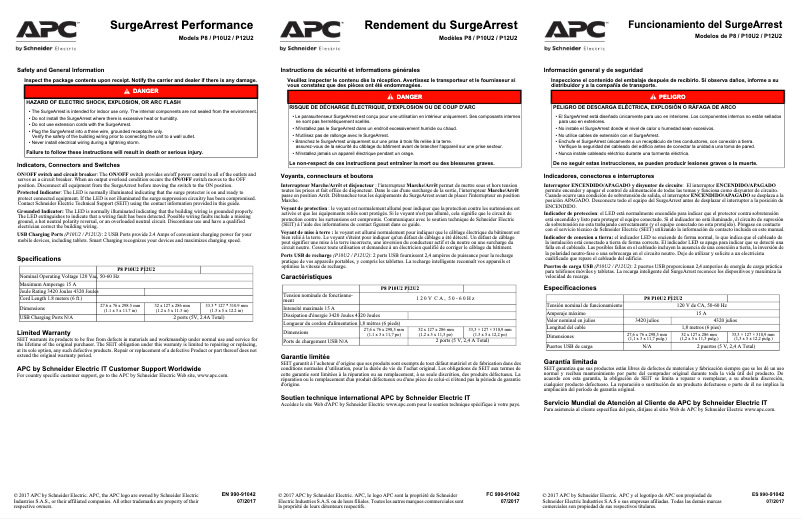 Page n°1 - Manuel utilisateur APC SurgeArrest Performance P10U2