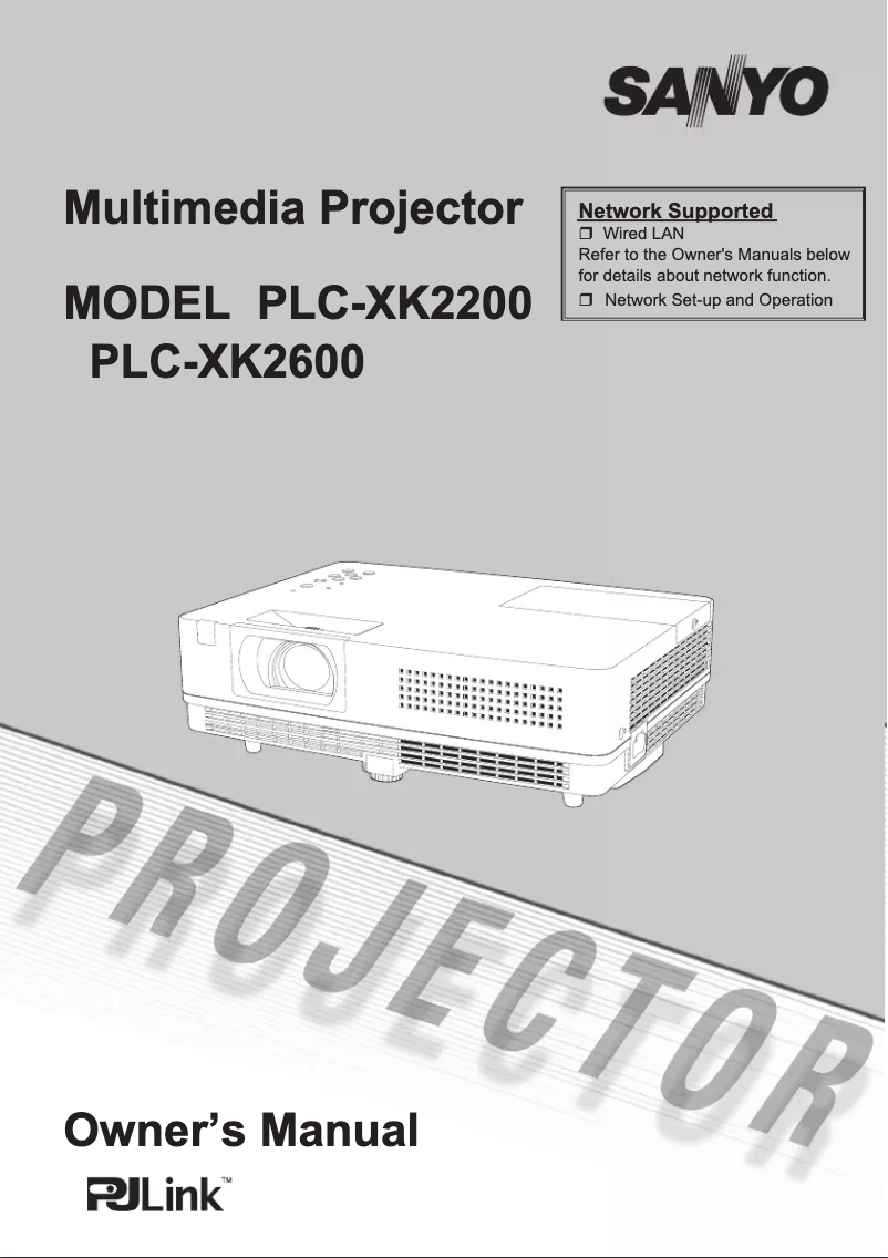 Image de la première page du manuel de l'appareil PLC-XK2600
