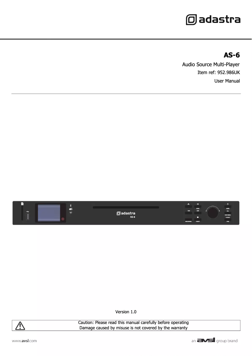 Image de la première page du manuel de l'appareil AS-6