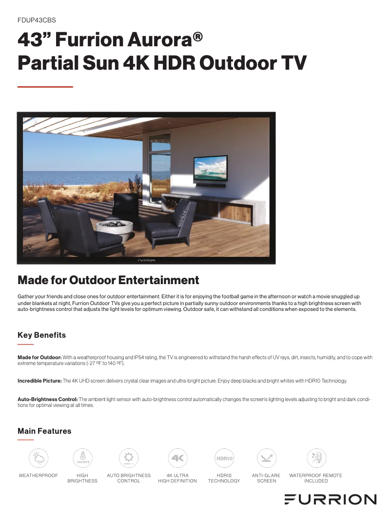 Page 1 de la notice Fiche technique Furrion FDUP65CBS