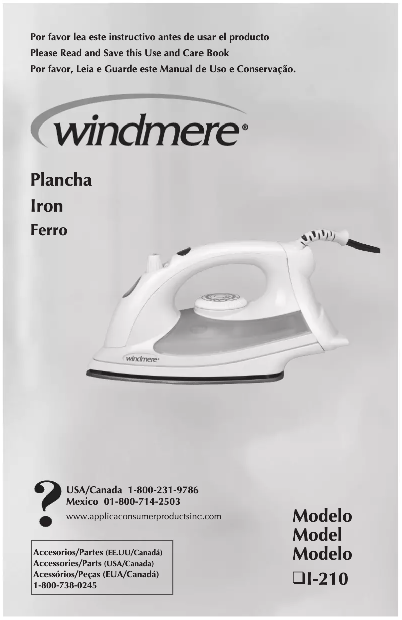Page 1 de la notice Manuel utilisateur Windmere I-210