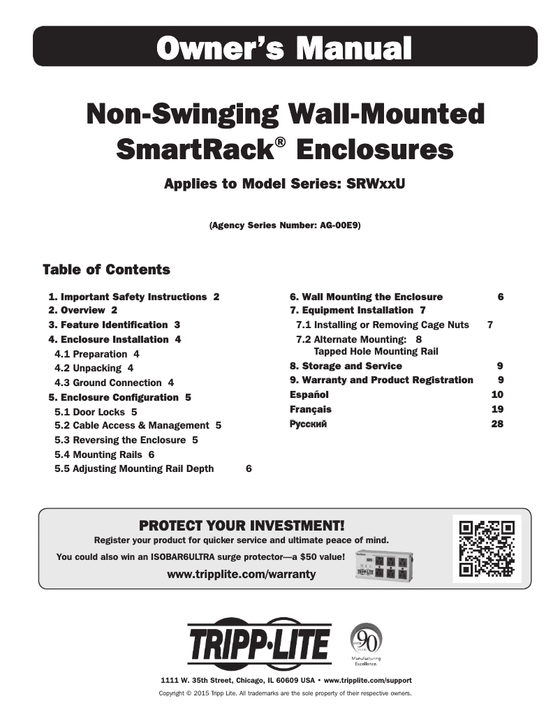 Image de la première page du manuel de l'appareil SmartRack SRW21U