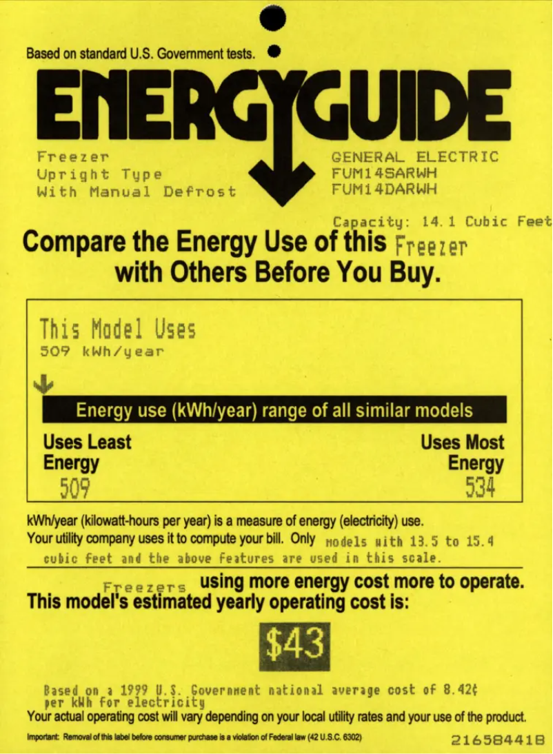 Page n°1 - Label énergétique GE FUM14SARWH