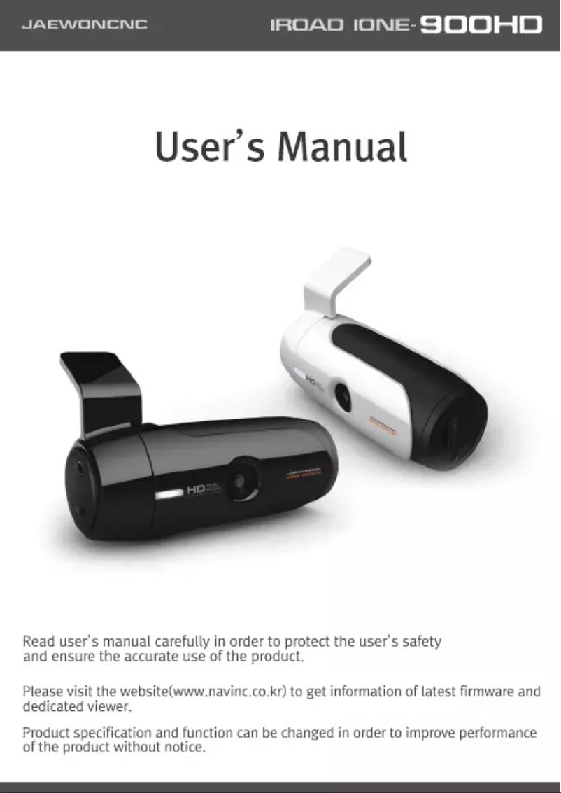 Page 1 of the manual User Manual iRoad Ione 900HD