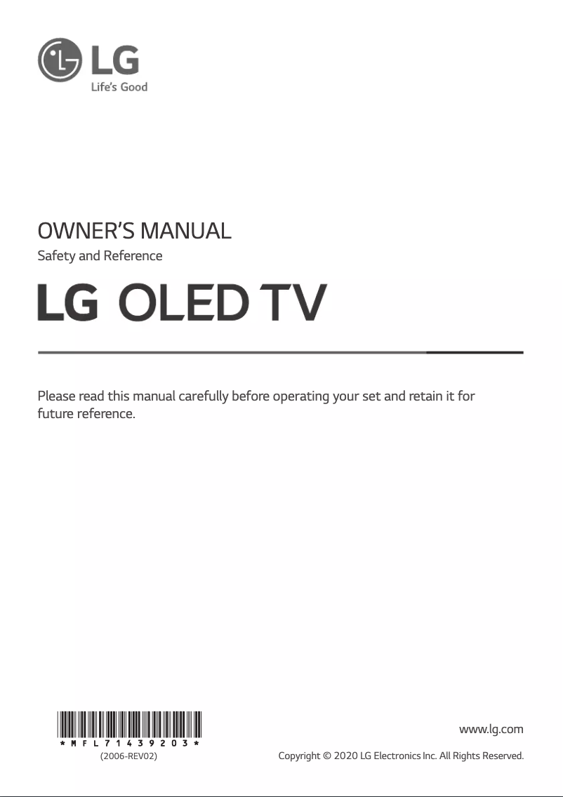 Page n°1 - Manuel utilisateur LG OLED65BX3LB