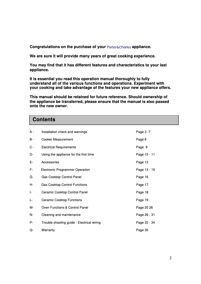 Image de la première page du manuel de l'appareil FEG76B3