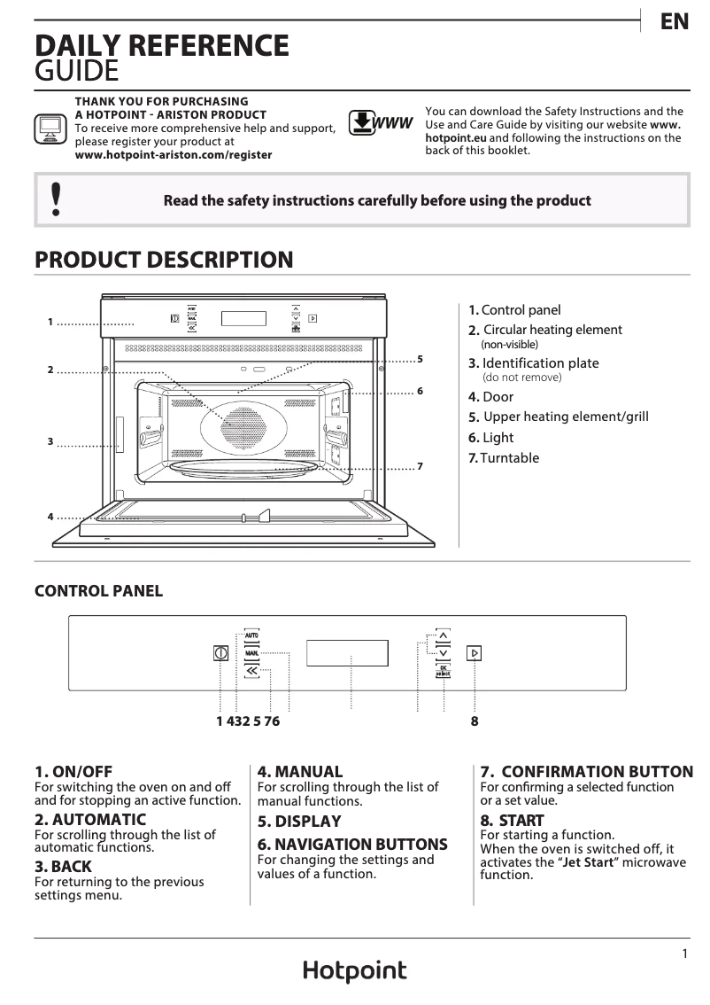 Página 1 del manual Manual de usuario Hotpoint MP 776 IX H