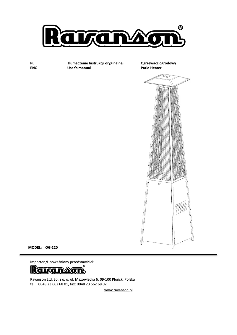Page 1 de la notice Manuel utilisateur Ravanson OG-220
