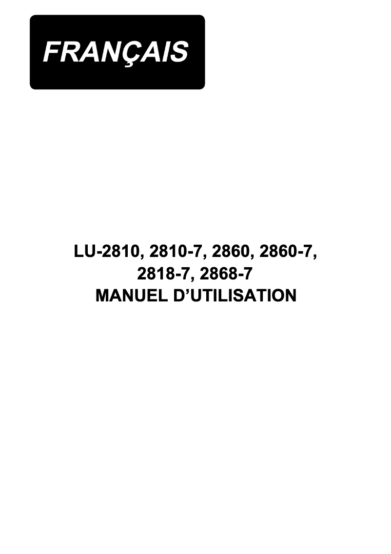 Page n°1 - Manuel utilisateur Juki LU-2810-7
