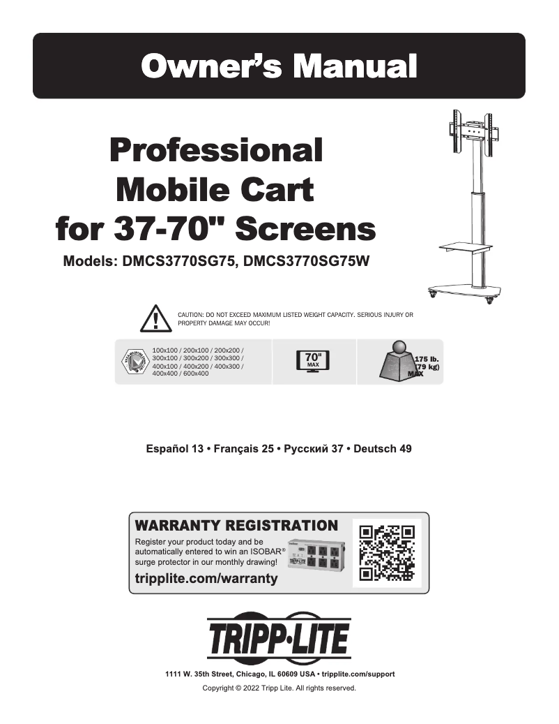 Page n°1 - Manuel utilisateur Tripp Lite DMCS3770SG75W