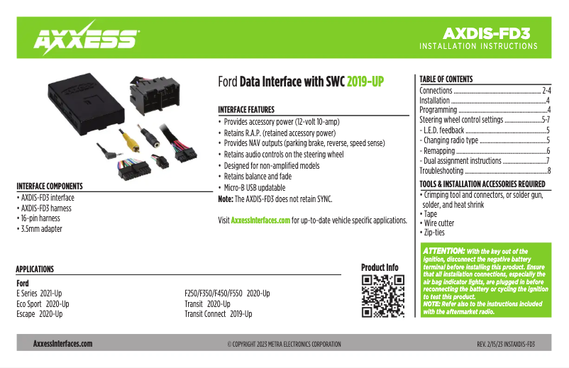 Imagen de la primera página del manual del dispositivo AXDIS-FD3
