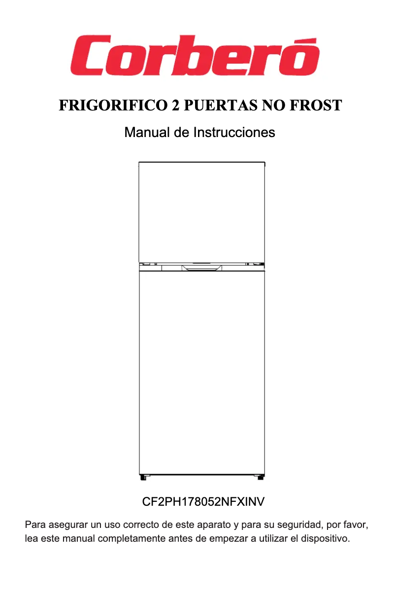 Page 1 de la notice Manuel utilisateur Corbero CF2PH178052NFXINV