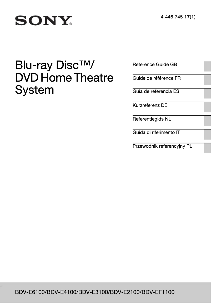 Page 1 de la notice Manuel utilisateur Sony BDV-EF1100