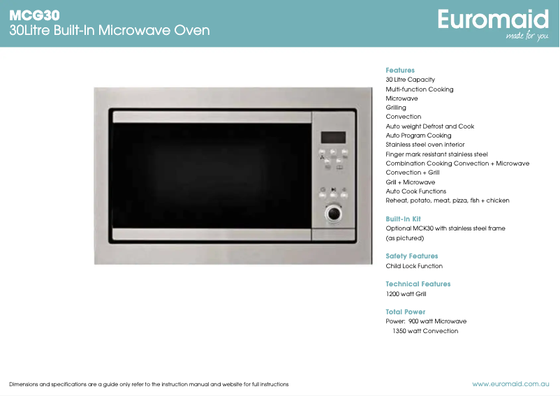 Page n°1 - Fiche technique Euromaid MCG30