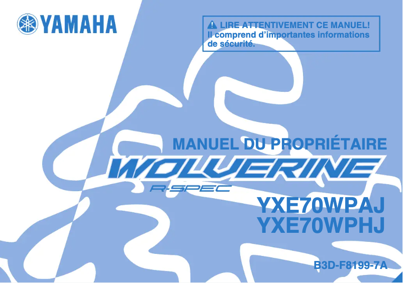 Page n°1 - Manuel utilisateur Yamaha Wolverine (2018)