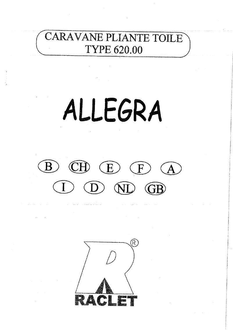 Page n°1 - Manuel utilisateur Raclet Allegra