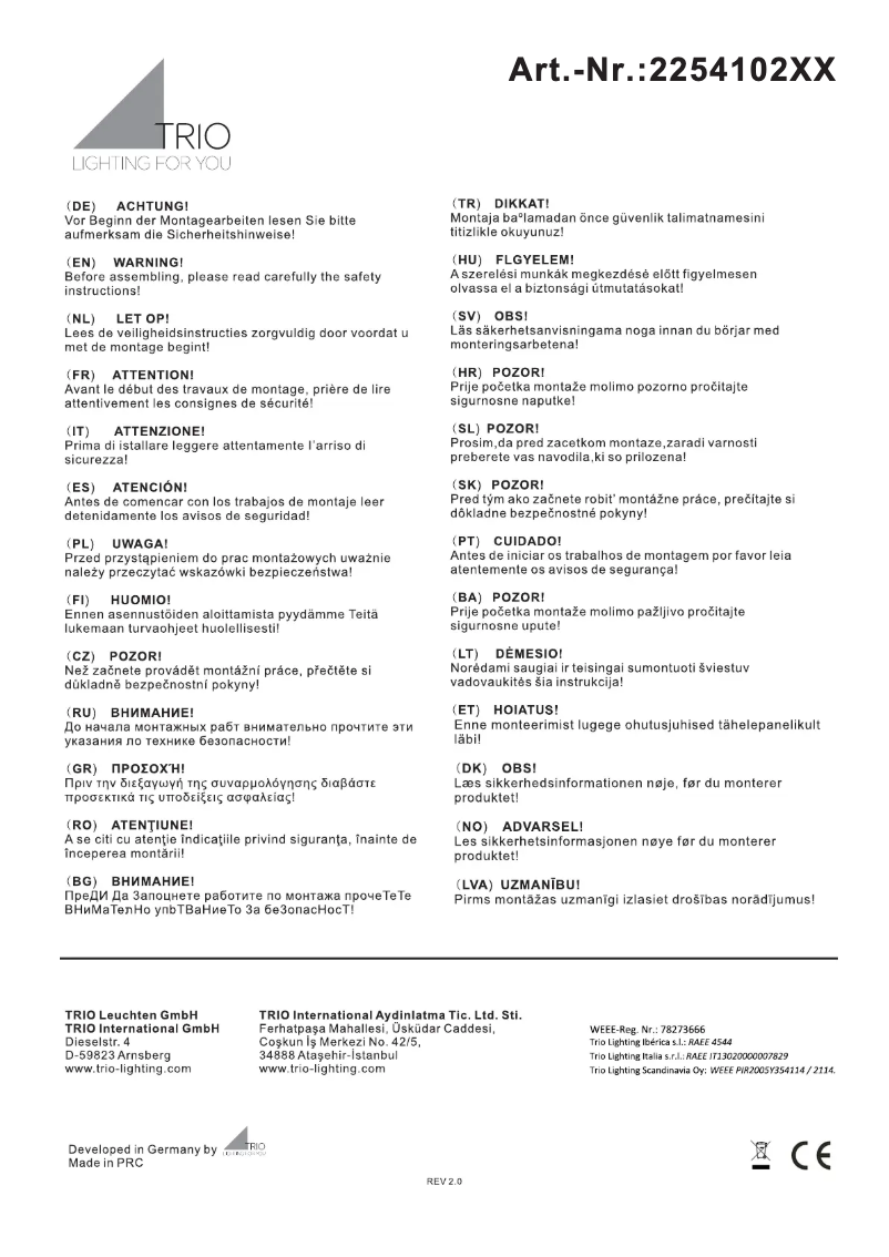 Image de la première page du manuel de l'appareil Leicester 225410207