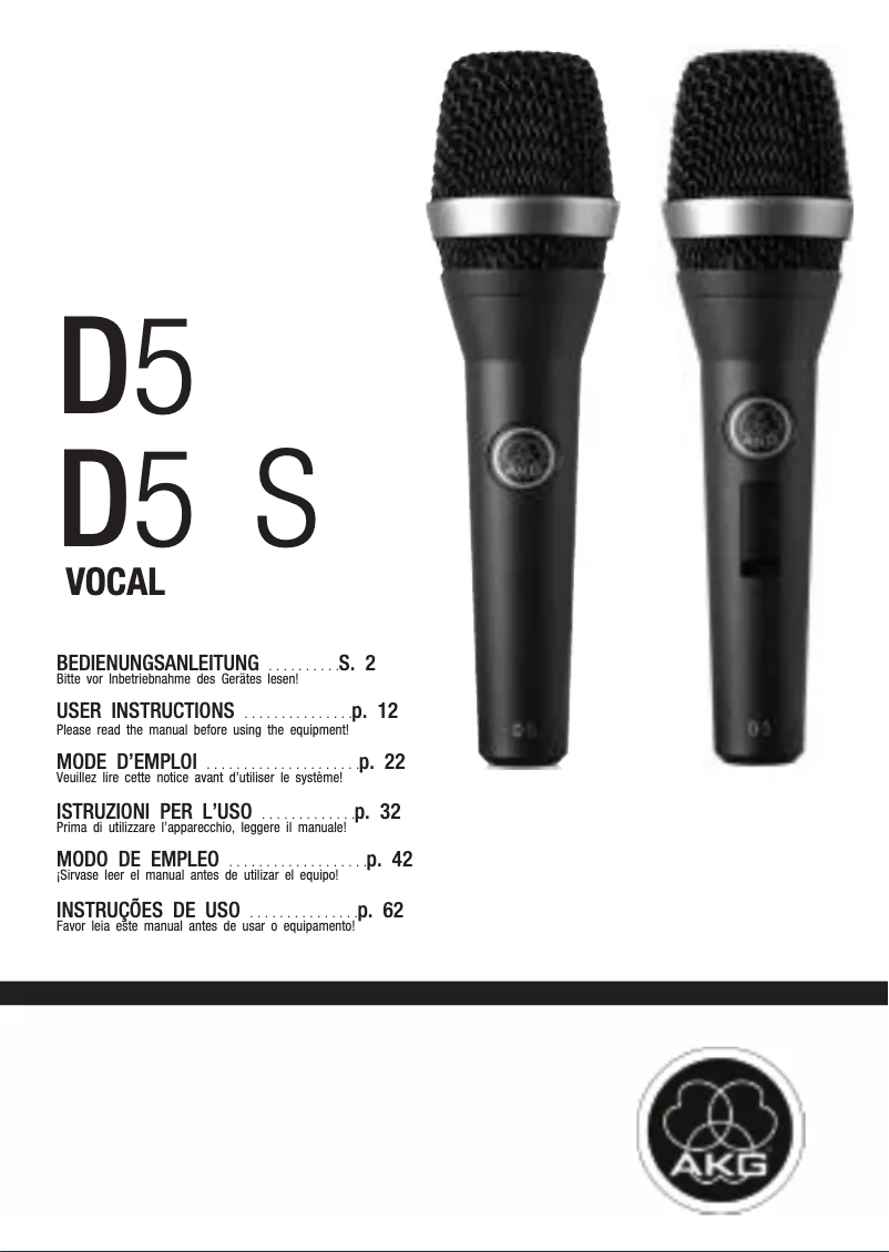 Page n°1 - Manuel utilisateur AKG D 5 S