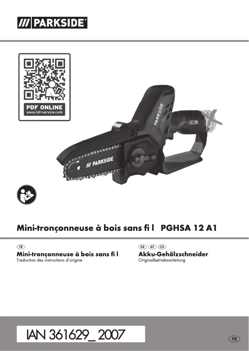 Page 1 de la notice Manuel utilisateur Parkside PGHSA 12 A1