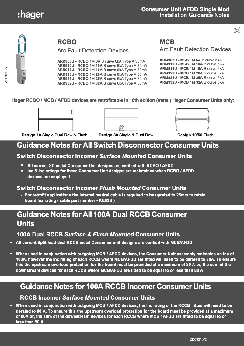 Page n°1 - Fiche technique Hager VML314AH