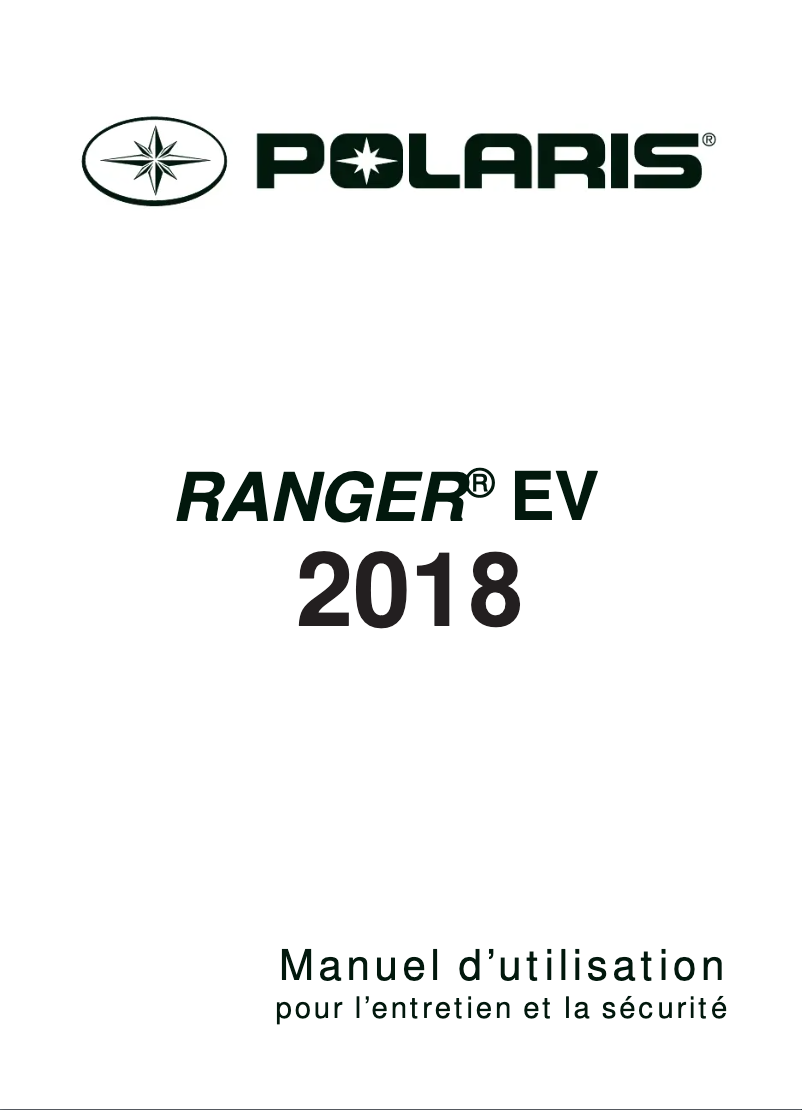 Page 1 de la notice Manuel utilisateur Polaris Ranger EV (2018)