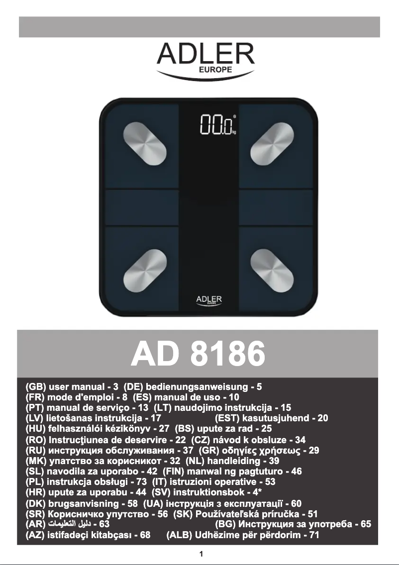 Image de la première page du manuel de l'appareil AD 8186