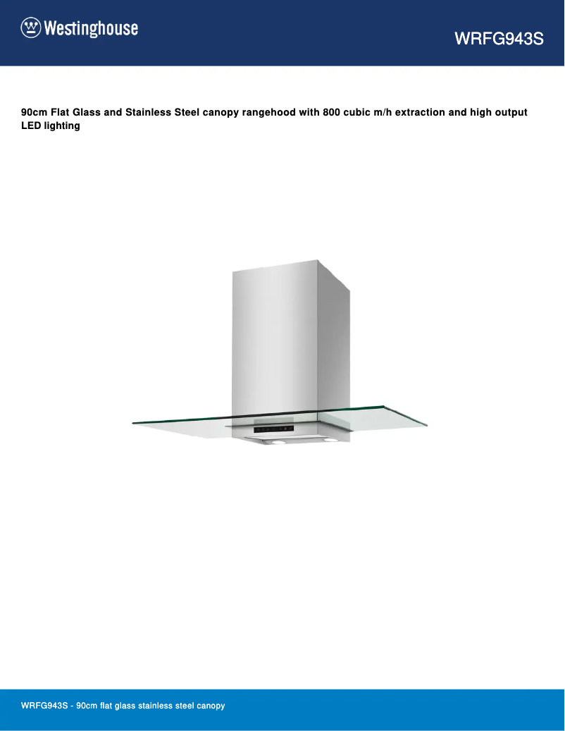 Page 1 de la notice Fiche technique Westinghouse WRFG943S