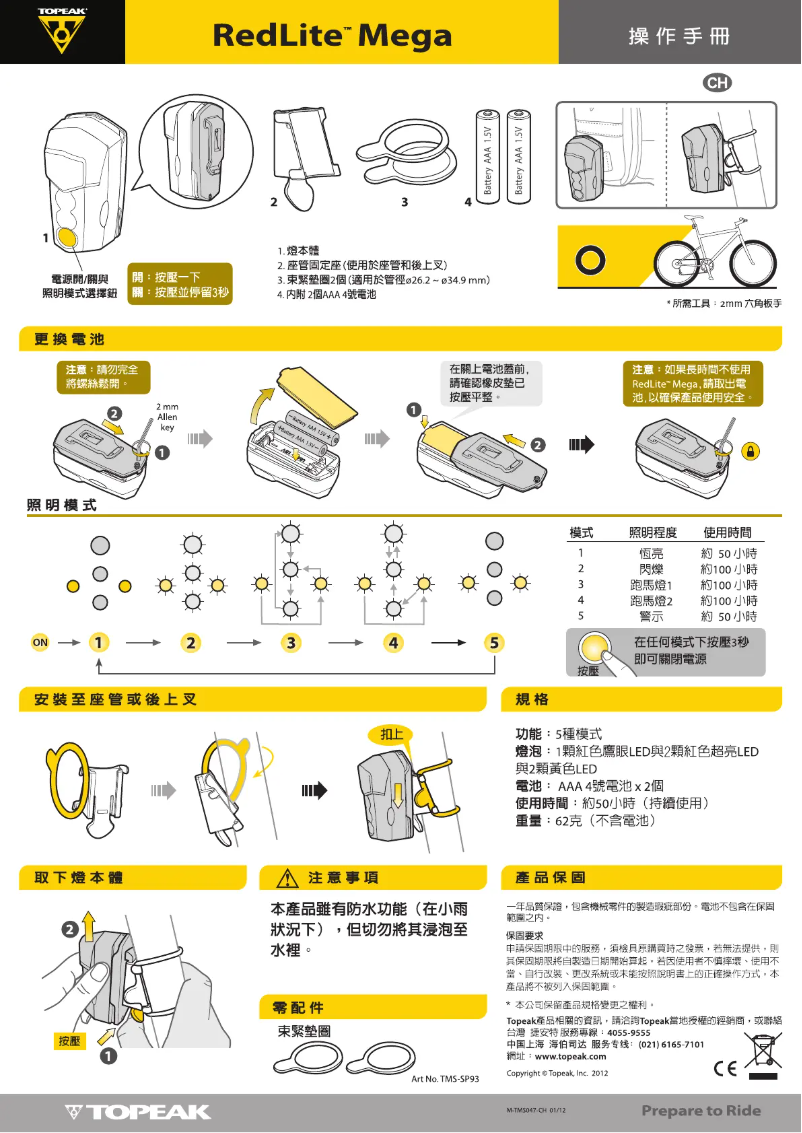 Image de la première page du manuel de l'appareil RedLite Mega