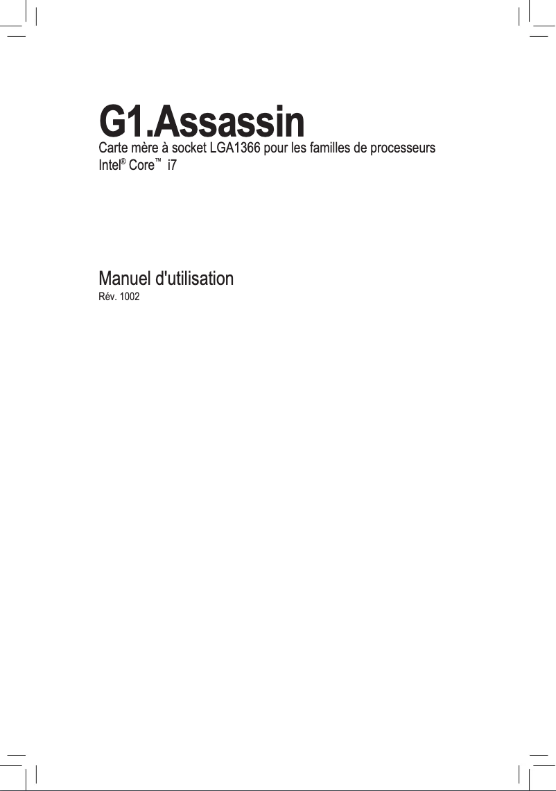 Page n°1 - Manuel utilisateur Gigabyte G1.Assassin