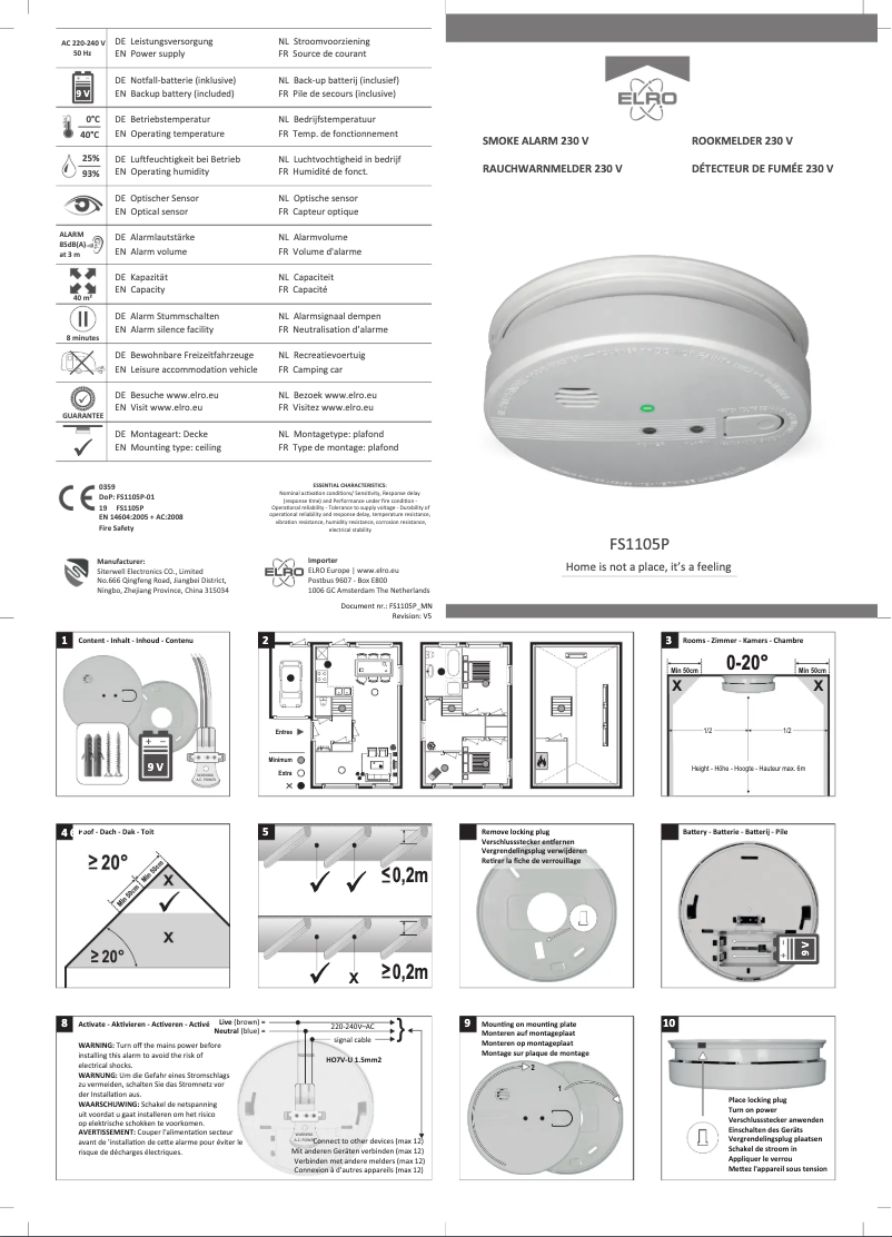 Página 1 del manual Manual de usuario Elro FS1105P