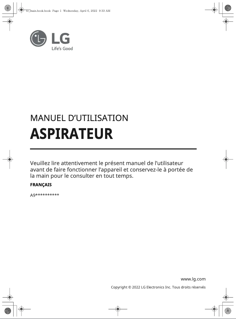 Page 1 de la notice Manuel utilisateur LG A937KGMS
