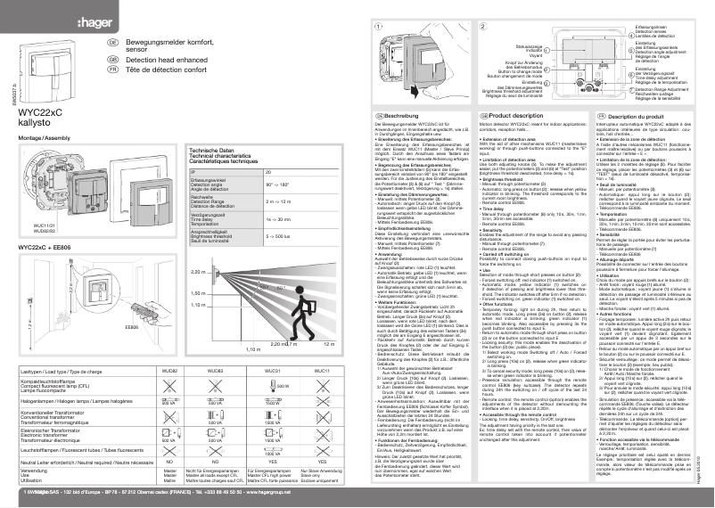Page 1 de la notice Manuel utilisateur Hager WYC229C