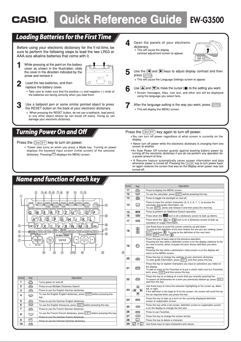 Image de la première page du manuel de l'appareil EW-G3500
