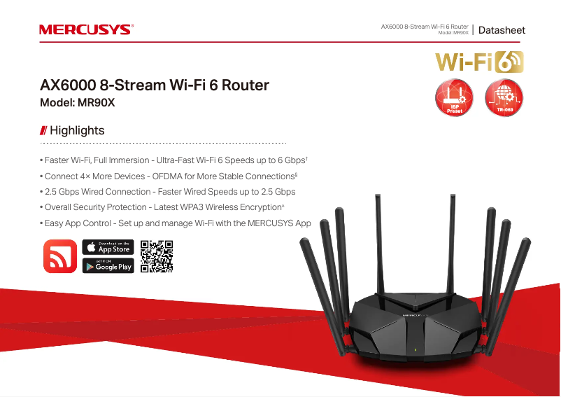 Page 1 de la notice Fiche technique Mercusys MR90X