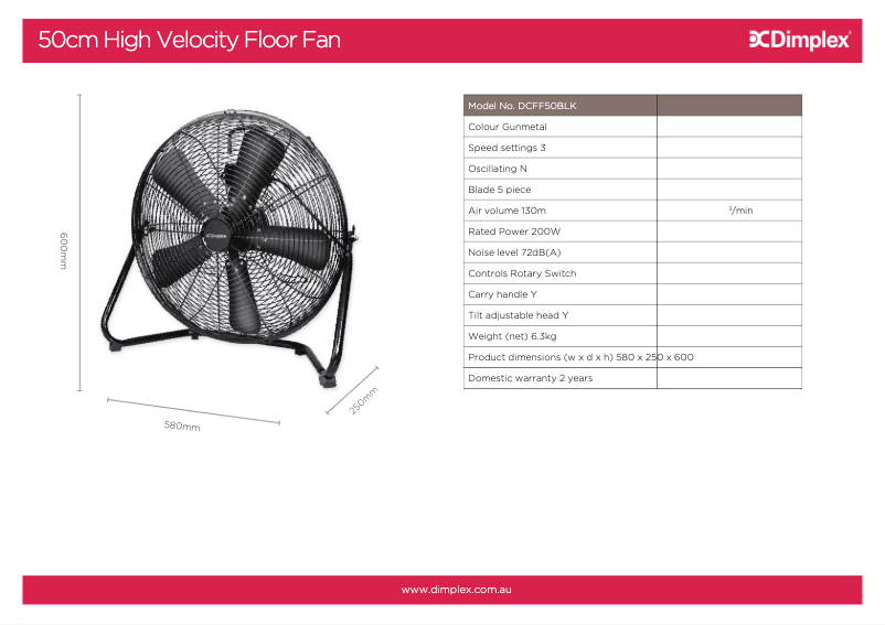 Image de la première page du manuel de l'appareil DCFF50BLK