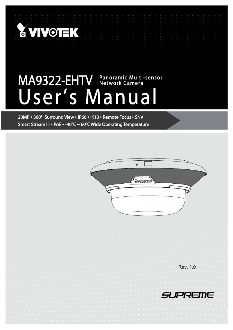 Page 1 de la notice Manuel utilisateur Vivotek Panoramic Multi-Sensor MA9322-EHTV