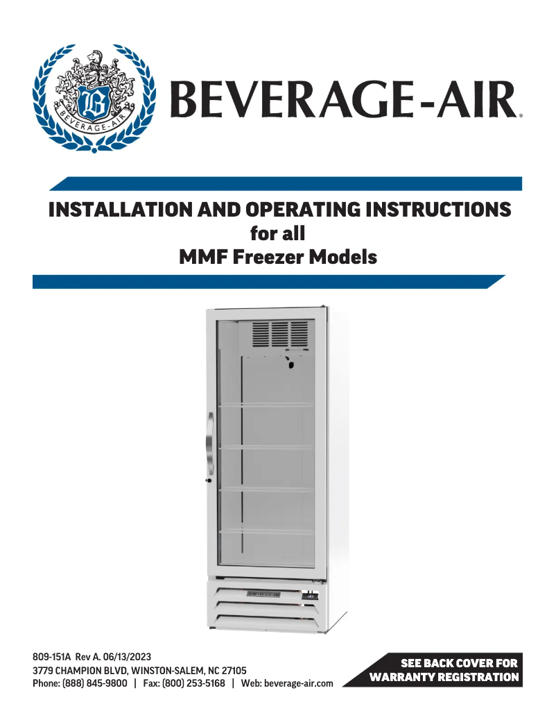 Page 1 de la notice Manuel utilisateur Beverage-Air MMF19HC-1-WB-18
