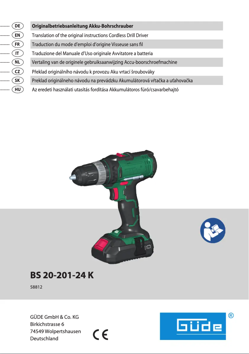 Page 1 de la notice Manuel utilisateur Güde BS 20-201-24K