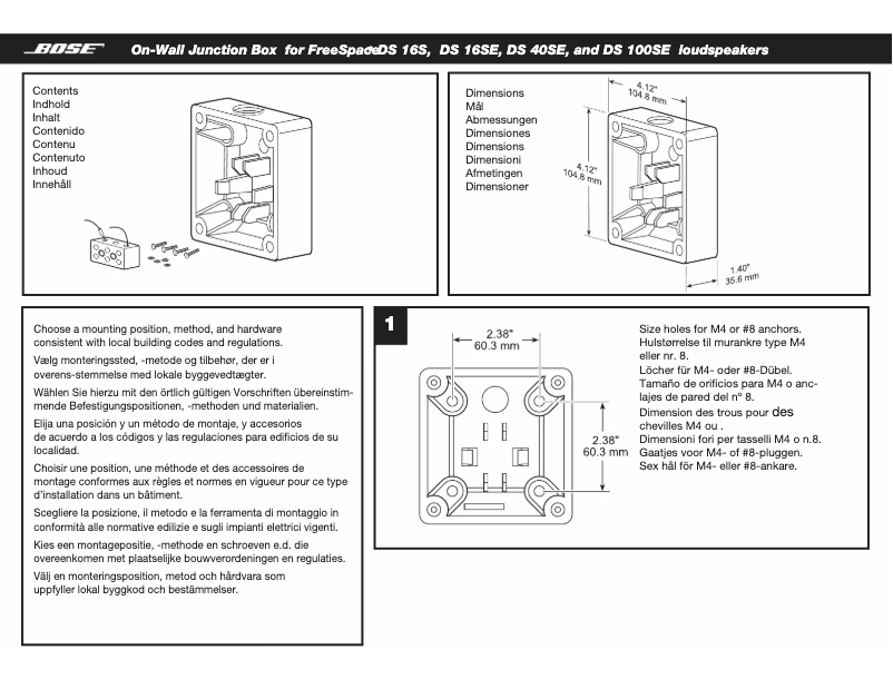 Page n°1 - Manuel utilisateur Bose On-Wall Junction Box